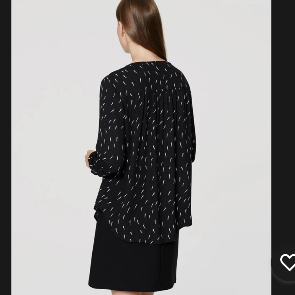 LOFT Black and White Patterned Blouse - Picture 2 of 7